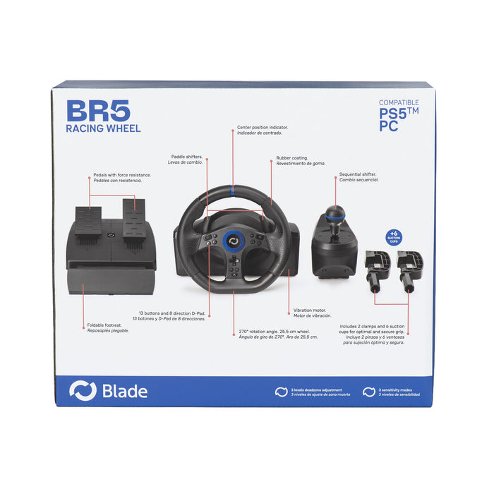EAN 8436563095061 - Blade BL7002 mando y volante Negro, Azul USB Volante + pedales + palanca de cambios PC, PlayStation 5 imagen 9