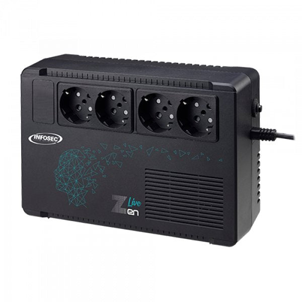 EAN 3700085660829 - Infosec Zen Live 650 sistema de alimentación ininterrumpida (UPS) Línea interactiva 0,65 kVA 390 W 4 sali imagen 1