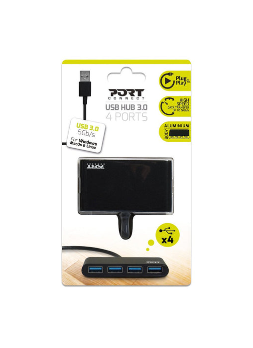 EAN 3567049001216 - Port Designs 900121 hub de interfaz USB 3.2 Gen 1 (3.1 Gen 1) Type-A 5000 Mbit/s Negro imagen 5
