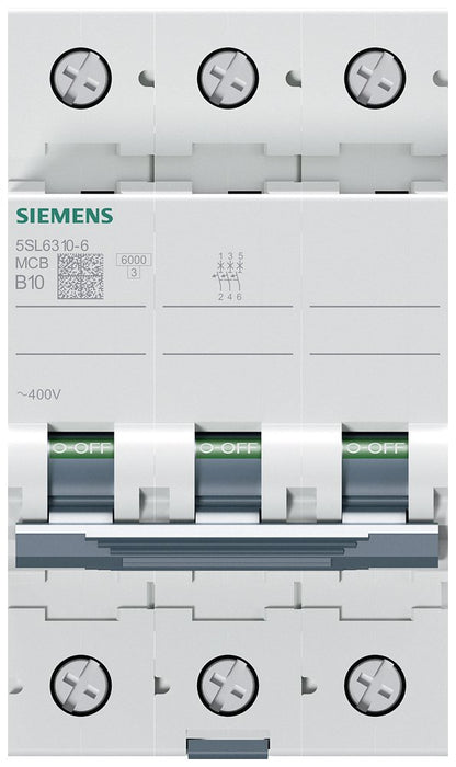 EAN 4001869388847 - Siemens 5SL63106 5SL6310-6 Leitungsschutzschalter 3polig 10 A 400 V corta circuito 3 imagen 2
