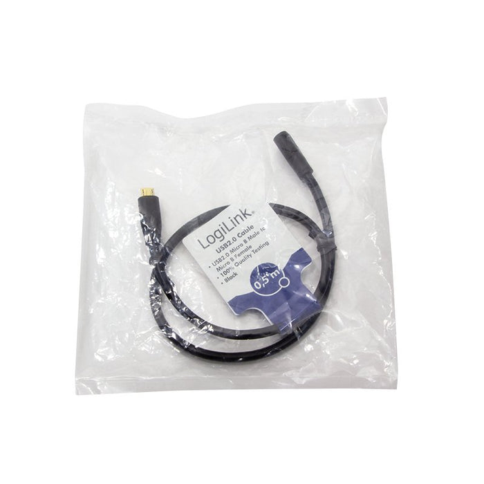 EAN 4052792047158 - LogiLink CU0120 cable USB USB 2.0 0,5 m Micro-USB B 0,48 Gbit/s Negro imagen 2