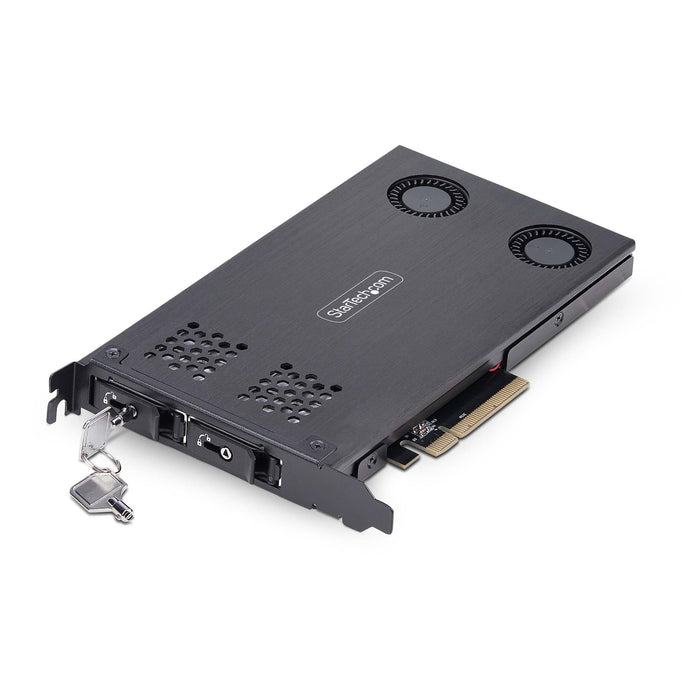 EAN 0065030904650 - StarTech.com 2M2-REMOVABLE-PCIE panel bahía disco duro Placa de bus común o backplane Negro imagen 1