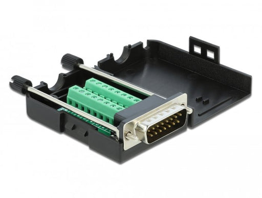 EAN 4043619665662 - DeLOCK 66566 cambiador de género para cable serial Sub-D15 16 pin terminal block Negro imagen 1
