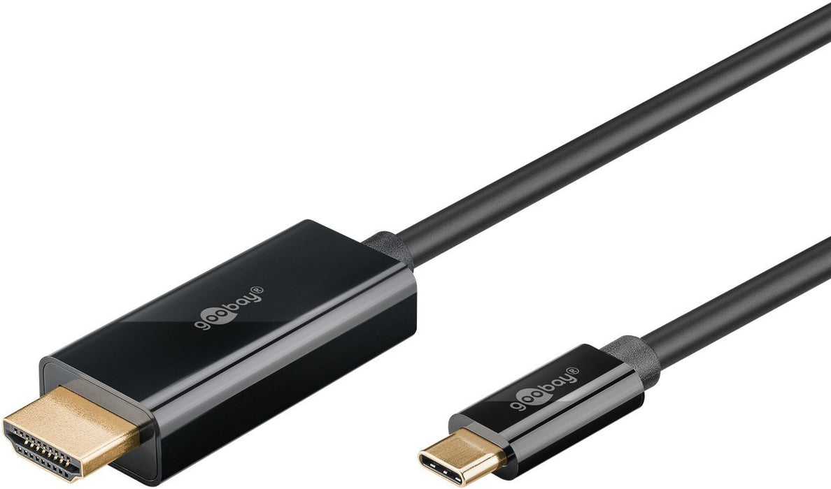 EAN 4040849756986 - Goobay 75698 adaptador de cable de vídeo 3 m USB Tipo C HDMI Negro imagen 2