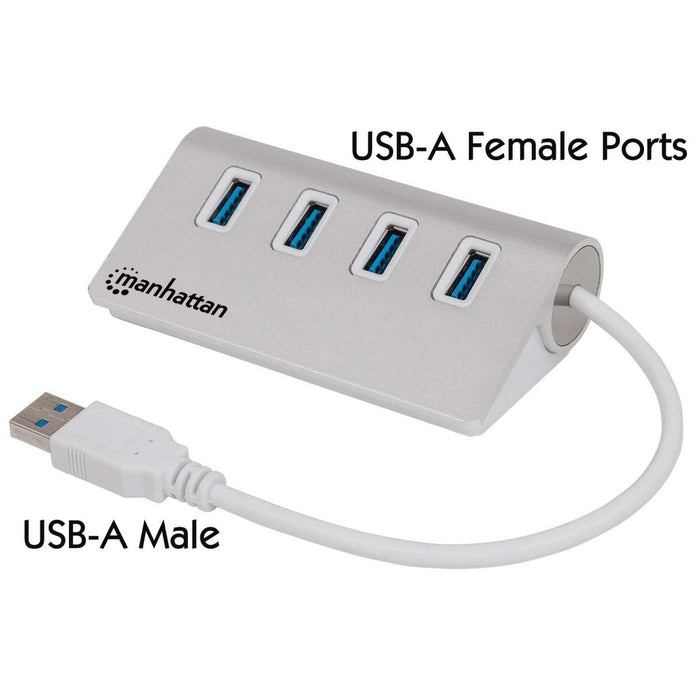 EAN 0766623163767 - Manhattan 163767 hub de interfaz USB 3.2 Gen 1 (3.1 Gen 1) Type-A 5000 Mbit/s Aluminio, Blanco imagen 1