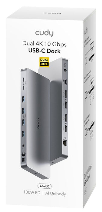 EAN 6971690793098 - Cudy CS700 base para portátil y replicador de puertos Acoplamiento USB 3.2 Gen 2 (3.1 Gen 2) Type-C Gris, imagen 5