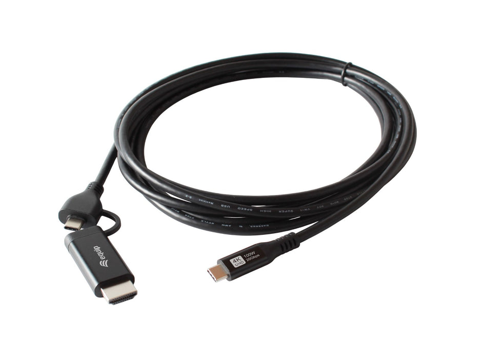 EAN 4015867244210 - Equip 128436 adaptador de cable de vídeo 2 m USB Tipo C HDMI + USB Type-C Negro imagen 3