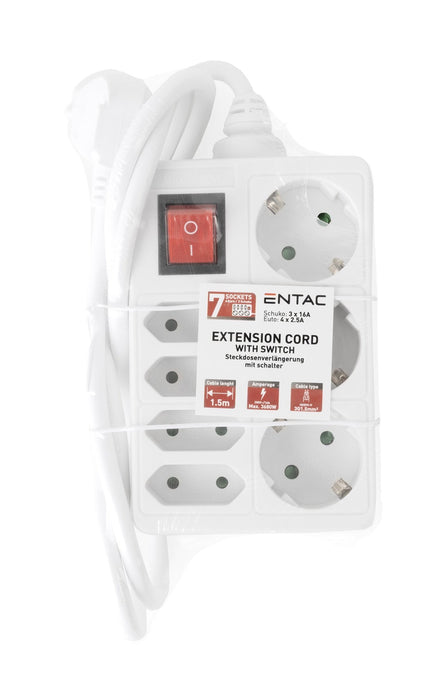 EAN 5999097984483 - Entac ESE1.5G3X4-1.5-SW base múltiple 1,5 m 7 salidas AC Interior Blanco imagen 2