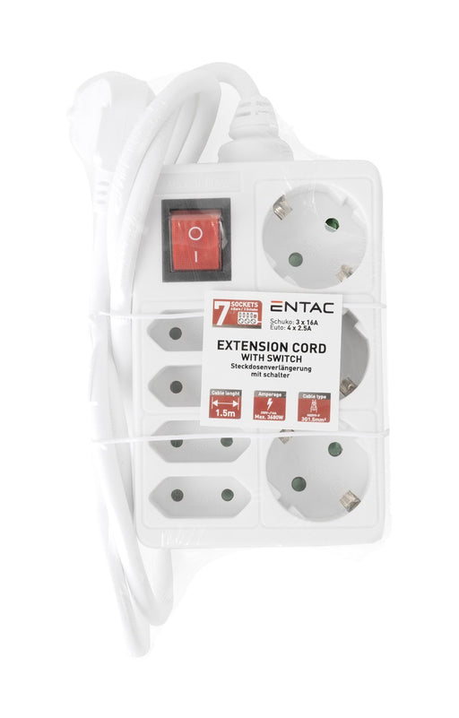 EAN 5999097984483 - Entac ESE1.5G3X4-1.5-SW base múltiple 1,5 m 7 salidas AC Interior Blanco imagen 2