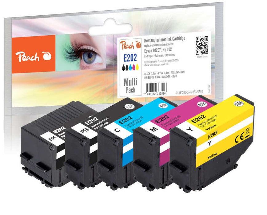 EAN 7640182383596 - Peach PI200-674 cartucho de tinta 5 pieza(s) Compatible Rendimiento estándar Negro, Cian, Magenta, Amaril imagen 1