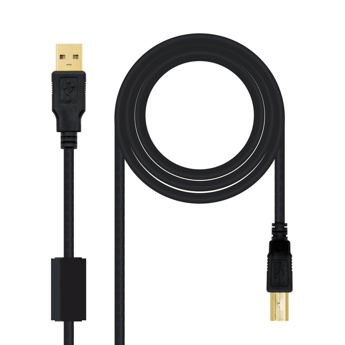 EAN 8433281004443 - Nanocable 10.01.1202 cable USB USB 2.0 2 m USB A USB B Negro imagen 1