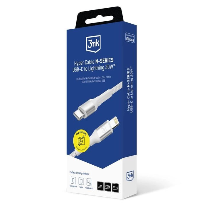 EAN 5903108680240 - 3MK 5903108680240 cable de conector Lightning 1 m Plata, Blanco imagen 10