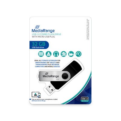 EAN 4260459612452 - MediaRange MR932-2 unidad flash USB 32 GB USB Type-A / Micro-USB 2.0 Negro, Plata imagen 2