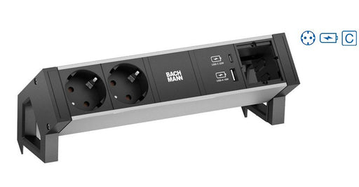 EAN 4057298084096 - Bachmann Desk 2 Alu base múltiple 2 salidas AC Interior Aluminio, Negro imagen 1