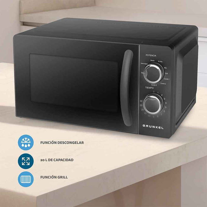 EAN 8426156018102 - Grunkel MWG-20NG microondas Negro Microondas con grill Encimera 20 L 700 W imagen 5