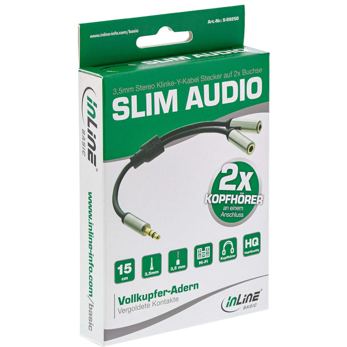 EAN 4043718276691 - InLine S-99250 cable de audio 0,15 m 3,5mm 2 x 3.5mm Negro, Plata imagen 1