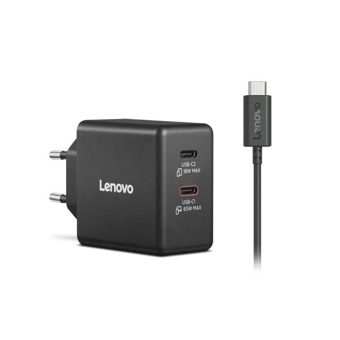 EAN 0195892129134 - Lenovo Dual USB-C 65W GaN Charger Universal Negro Corriente alterna Interior imagen 3