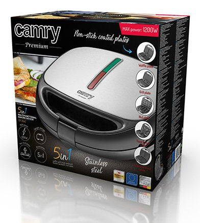EAN 5902934834414 - Camry Premium CR 3042 sandwichera 800 W Acero inoxidable, Negro imagen 8