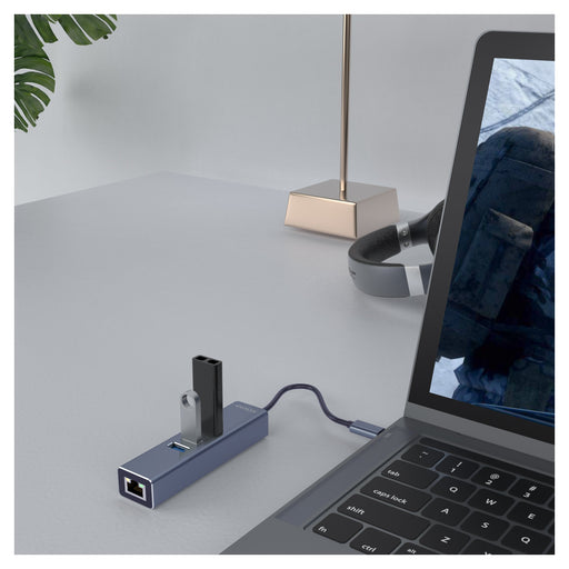 EAN 5901986047766 - Savio AK-57 USB-C - 3 x USB-A HUB with RJ-45 Gigabit Ethernet adapter 5000 Mbit/s grey 2 x USB 3.2 Gen 2  imagen 2