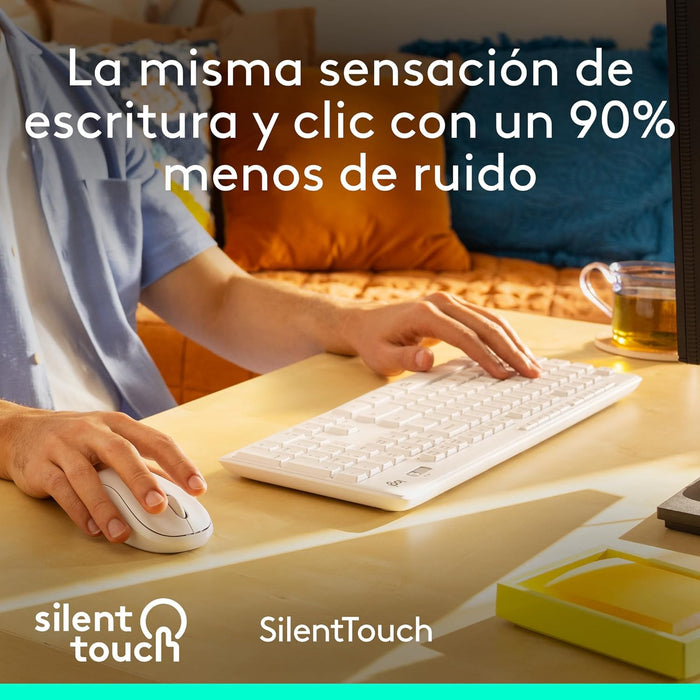 Teclado Español + Ratón Logitech Mk295 Silent Touch Blanco