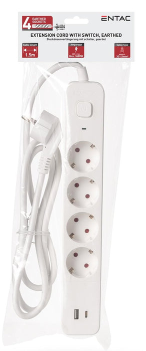 EAN 5999097991504 - Entac ESES1.5G4-1.5-SW-1UA1UC base múltiple 1,5 m 4 salidas AC Interior Blanco imagen 2