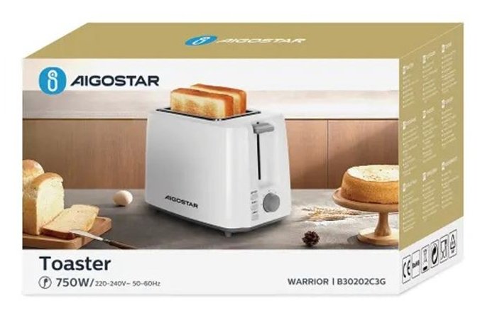 EAN 8433325295851 - Aigostar 8433325295851 tostadora 7 2 rebanada(s) 750 W Blanco imagen 2