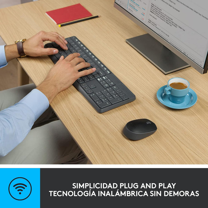 Teclado Español + Ratón Logitech Mk235 Inalámbrico Usb Qwerty Gris 920-007919