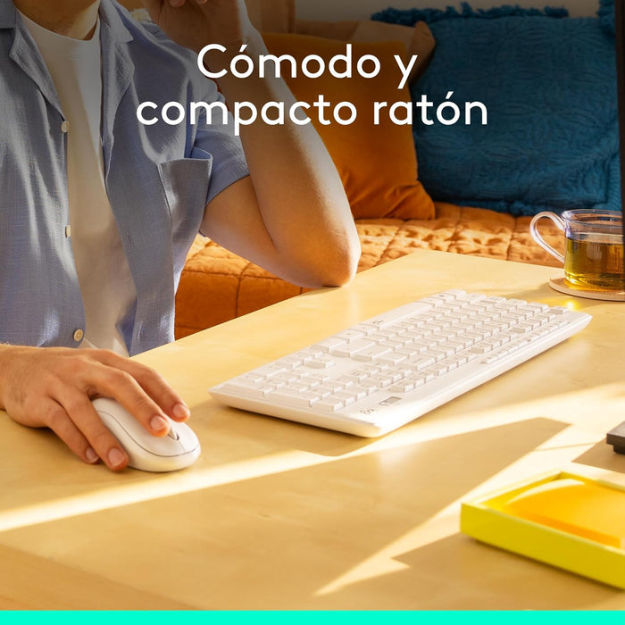 Teclado Español + Ratón Logitech Mk295 Silent Touch Blanco