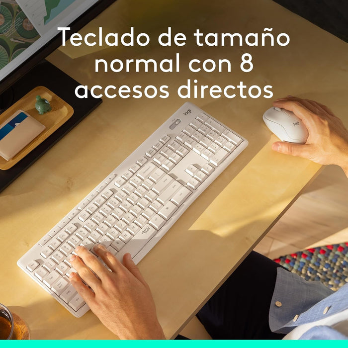 Teclado Español + Ratón Logitech Mk295 Silent Touch Blanco