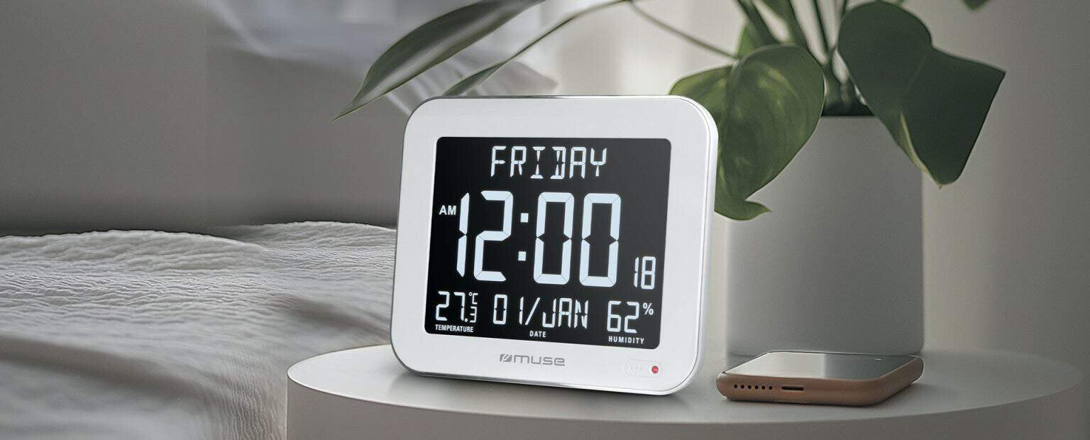 EAN 3700460209827 - Muse M-090 WMC reloj de mesa o pared Reloj digital Rectángulo Blanco imagen 3