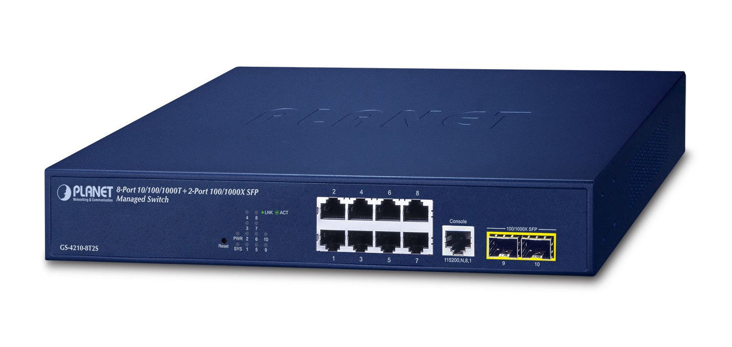 EAN 4711605286039 - PLANET 10/100/1000T + 2-Port Gestionado L2/L4 Gigabit Ethernet (10/100/1000) 1U Azul imagen 1