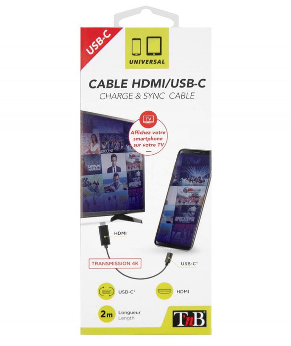 EAN 3303170091647 - T'nB HDMIUSBC adaptador de cable de vídeo 2 m HDMI tipo A (Estándar) USB Tipo C Negro imagen 3
