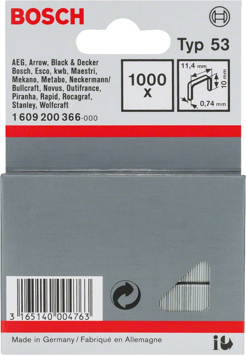 EAN 3165140004763 - Bosch 1 609 200 366 grapa Paquete de grapas 1000 grapas imagen 1