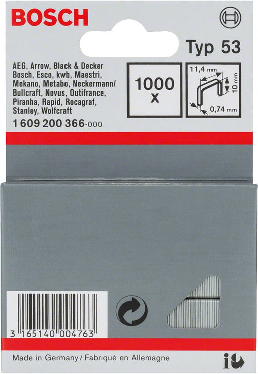 EAN 3165140004763 - Bosch 1 609 200 366 grapa Paquete de grapas 1000 grapas imagen 1