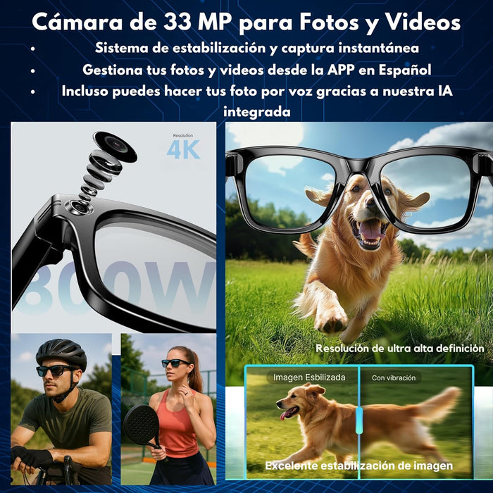 Gafas De Audio Inteligentes Smartia Vision Pro - Ia · Cámara 4k · Lentes Fotocromáticas