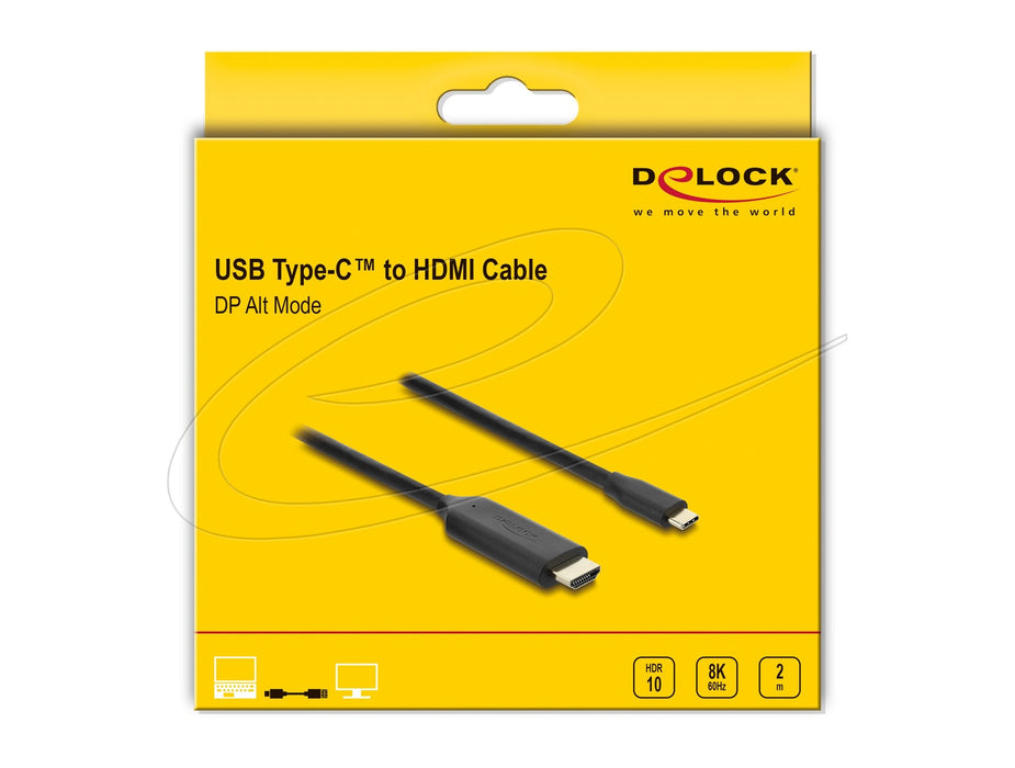 EAN 4043619805990 - DeLOCK 80599 adaptador de cable de vídeo 2 m USB Tipo C HDMI Negro imagen 3