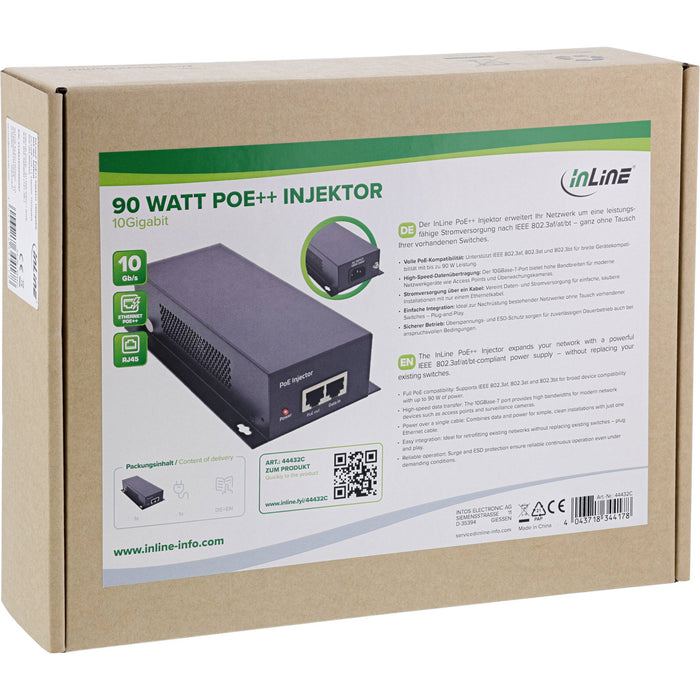 EAN 4043718344178 - InLine 44432C adaptador e inyector de PoE 10 Gigabit Ethernet 52 V imagen 4