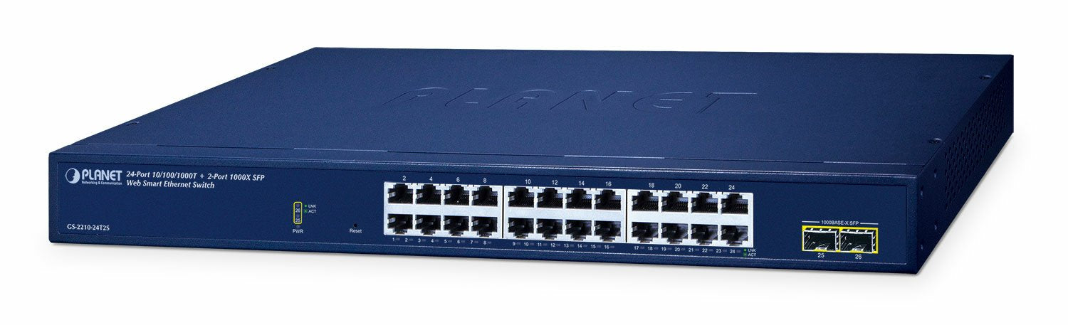 EAN 4711605287777 - PLANET 24-Port 10/100/1000T + 2-Port Gestionado L2 Gigabit Ethernet (10/100/1000) Azul imagen 1