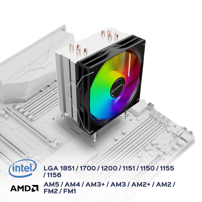 EAN 8436617921643 - UNYKAch UNYCOOL H41 ARGB Procesador Refrigerador de aire 12 cm Negro, Blanco 1 pieza(s) imagen 8