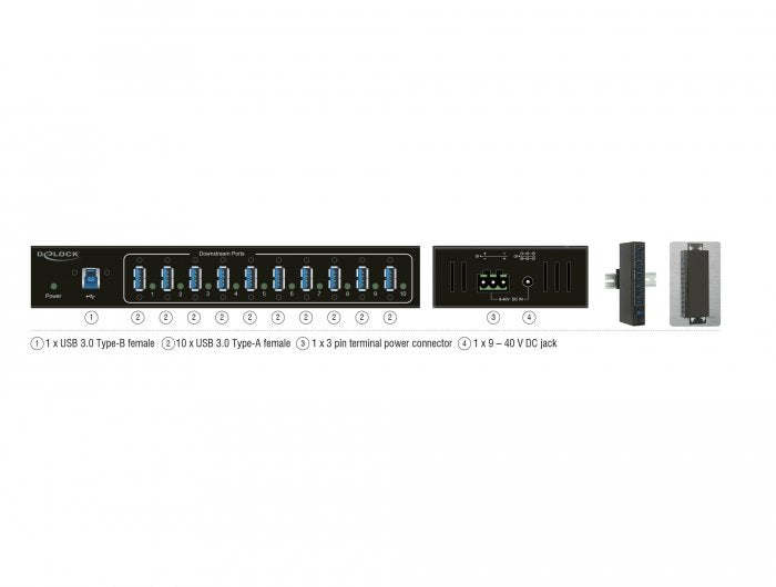 EAN 4043619639199 - DeLOCK 63919 hub de interfaz USB 3.2 Gen 1 (3.1 Gen 1) Micro-B 5000 Mbit/s Negro imagen 5