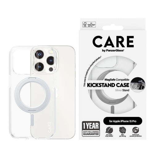 EAN 5715685005497 - PanzerGlass CARE™ by ® Case Transparent w. Silver Kickstand & MagSafe iPhone 15 Pro funda para teléfono m imagen 2