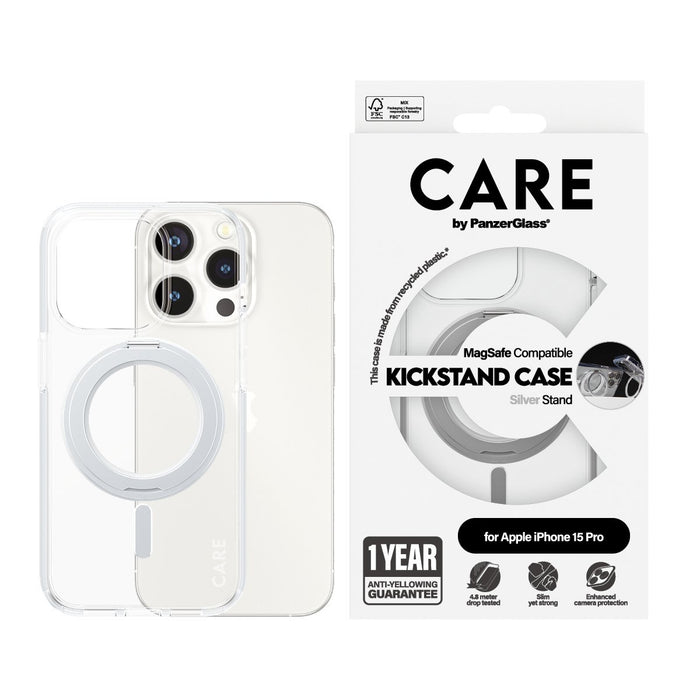 EAN 5715685005497 - PanzerGlass CARE™ by ® Case Transparent w. Silver Kickstand & MagSafe iPhone 15 Pro funda para teléfono m imagen 2