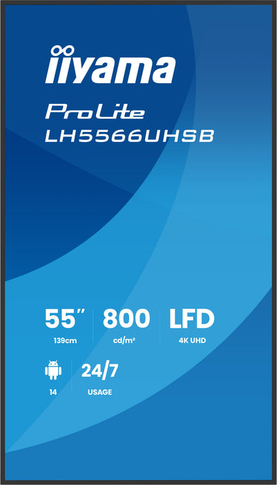 EAN 4948570128228 - iiyama LH5566UHSB-B1AG pantalla de señalización Pantalla plana para señalización digital 139,7 cm (55") L imagen 2