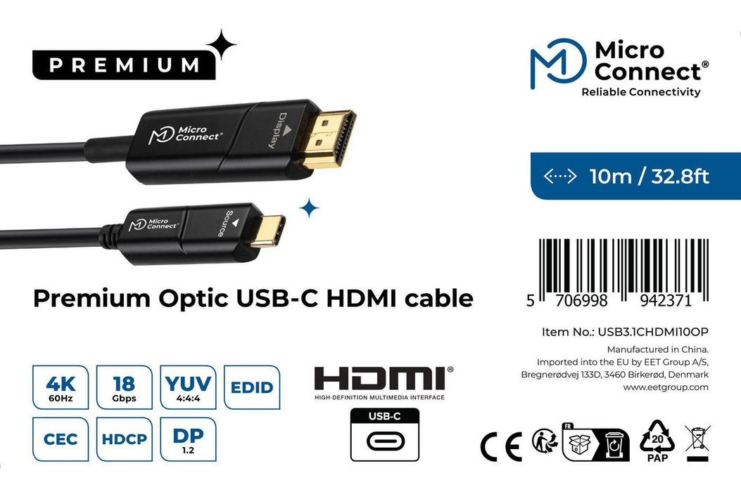 EAN 5706998942371 - Microconnect USB3.1CHDMI10OP adaptador de cable de vídeo 10 m USB Tipo C HDMI Negro imagen 3