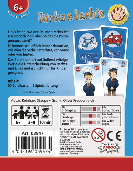 EAN 4007396039474 - Amigo Rinks & Lechts 10 min Juego De Cartas Concentración imagen 2