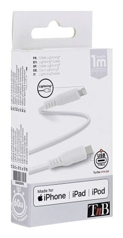 EAN 3303170093283 - T'nB CBLTC01WH cable de conector Lightning 1 m Blanco imagen 4