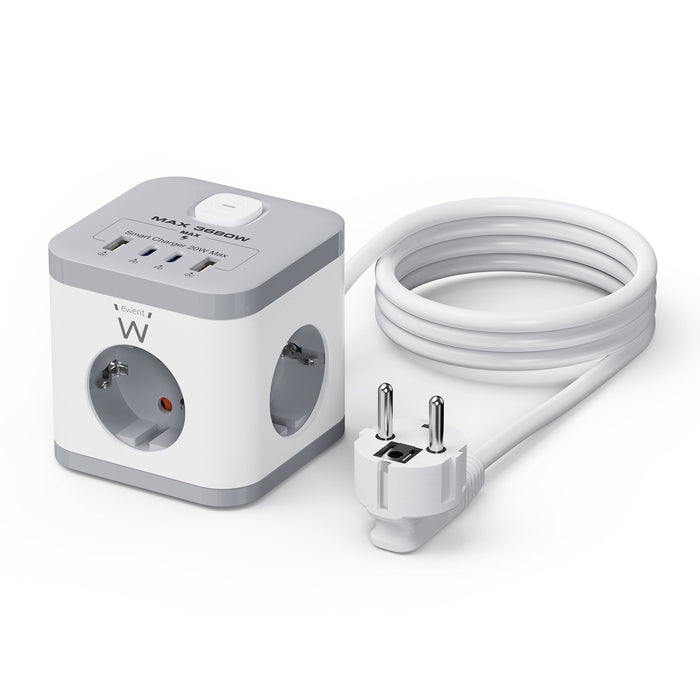 EAN 8052101434224 - Ewent EW3863 base múltiple 1,5 m 3 salidas AC Interior Gris, Blanco imagen 1