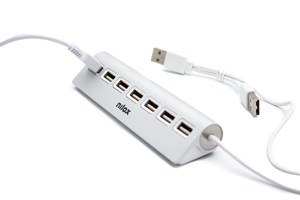 EAN 8436556148460 - Nilox NXHU7ALU2 hub de interfaz 480 Mbit/s Gris imagen 4