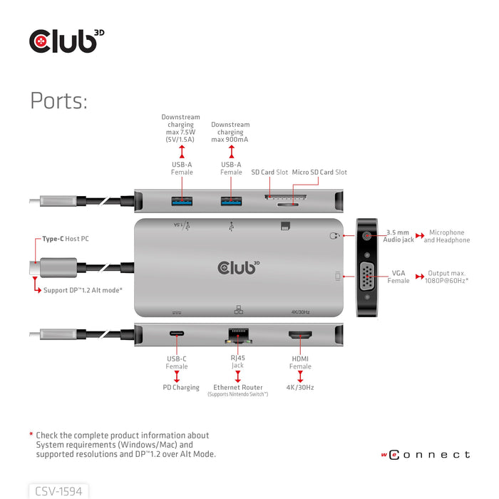 EAN 8719214472177 - CLUB3D CSV-1594 base para portátil y replicador de puertos USB 3.2 Gen 1 (3.1 Gen 1) Type-C Negro, Gris imagen 10