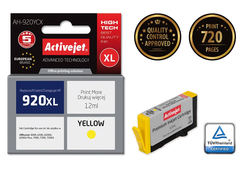 EAN 5901452158873 - Activejet AH-920YCX cartucho de tinta 1 pieza(s) Compatible Alto rendimiento (XL) imagen 1